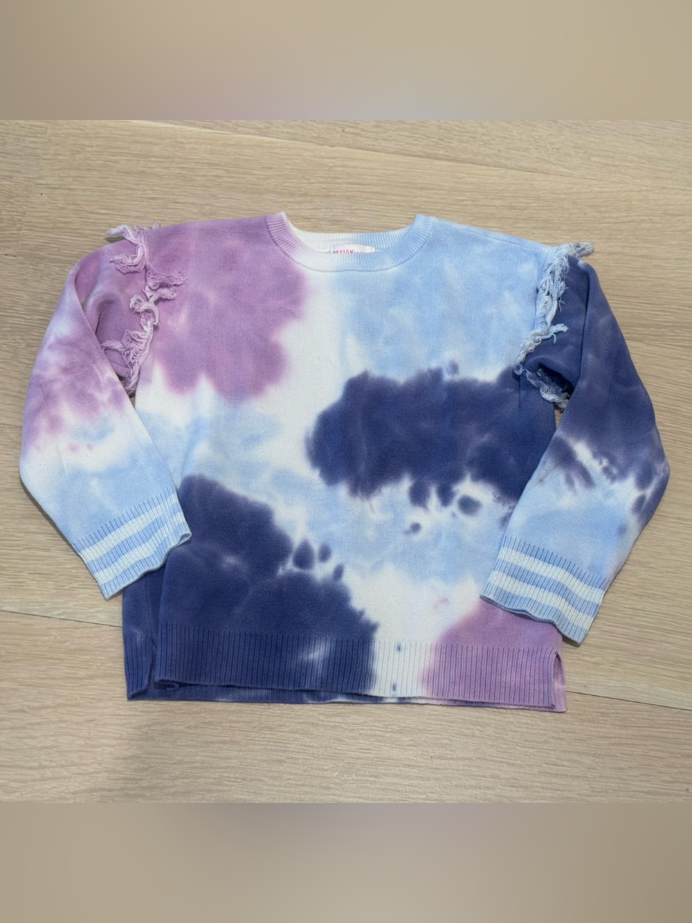 Design History Girls Tie Dye Cotton Fringe Sweater Size 6X